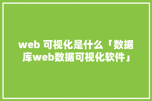 web 可视化是什么「数据库web数据可视化软件」