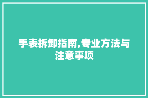 手表拆卸指南,专业方法与注意事项