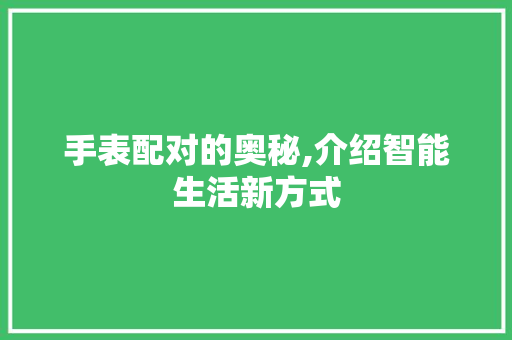 手表配对的奥秘,介绍智能生活新方式