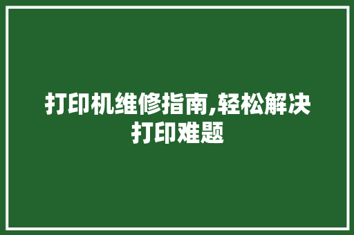 打印机维修指南,轻松解决打印难题