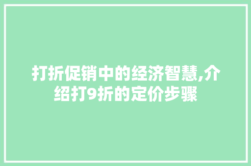 打折促销中的经济智慧,介绍打9折的定价步骤