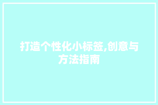打造个性化小标签,创意与方法指南