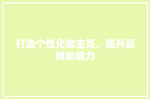 打造个性化微主页，提升品牌影响力