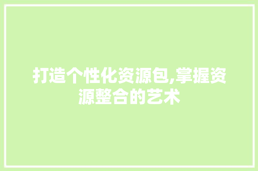 打造个性化资源包,掌握资源整合的艺术