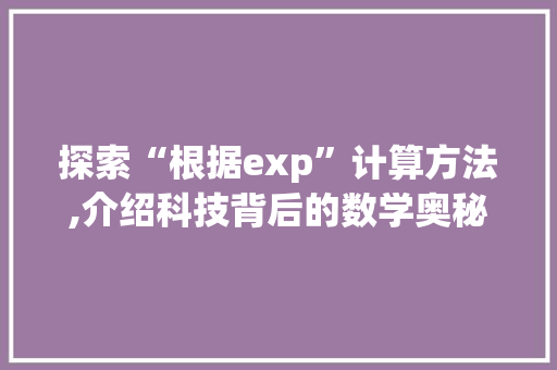 探索“根据exp”计算方法,介绍科技背后的数学奥秘