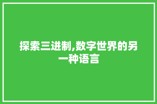 探索三进制,数字世界的另一种语言 Web前端