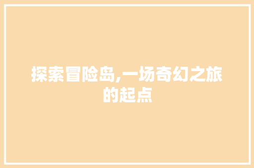 探索冒险岛,一场奇幻之旅的起点