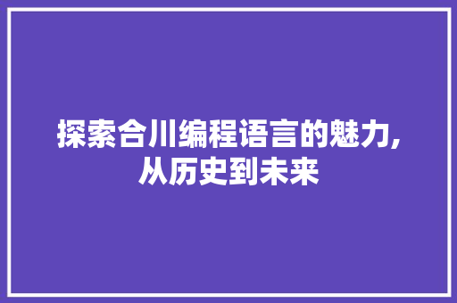 探索合川编程语言的魅力,从历史到未来 SEO教程