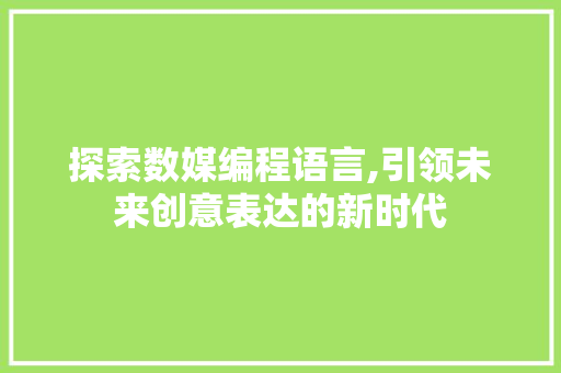 探索数媒编程语言,引领未来创意表达的新时代