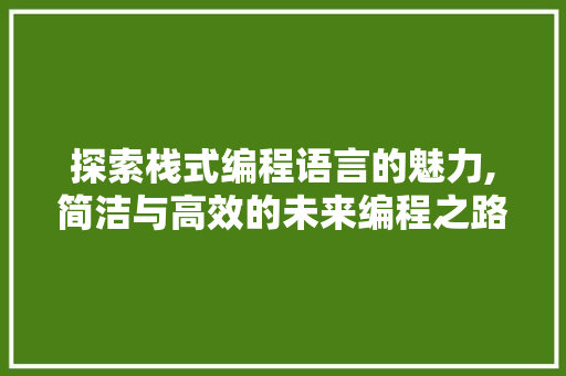 探索栈式编程语言的魅力,简洁与高效的未来编程之路 友链在线