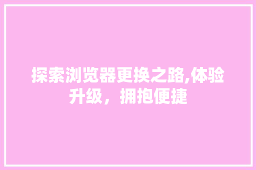 探索浏览器更换之路,体验升级，拥抱便捷 服务器/数据库