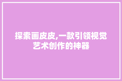 探索画皮皮,一款引领视觉艺术创作的神器 建站教程