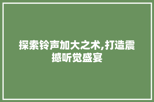 探索铃声加大之术,打造震撼听觉盛宴