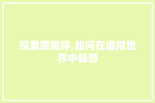 探索雯雅婷,如何在虚拟世界中畅游
