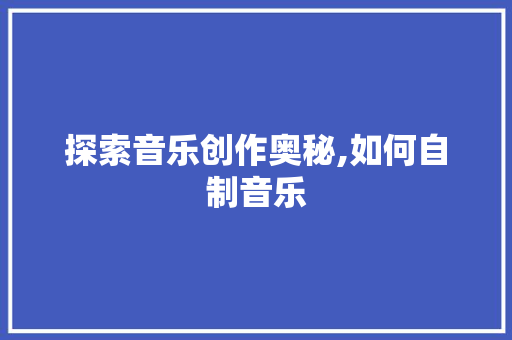 探索音乐创作奥秘,如何自制音乐 服务器/数据库