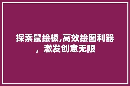 探索鼠绘板,高效绘图利器，激发创意无限