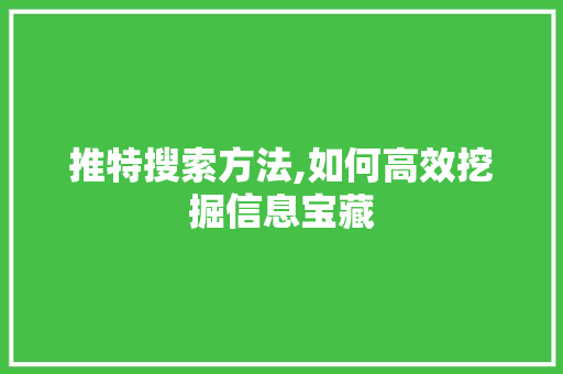 推特搜索方法,如何高效挖掘信息宝藏