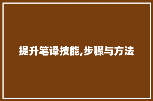 提升笔译技能,步骤与方法