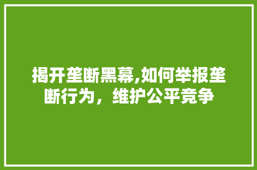 揭开垄断黑幕,如何举报垄断行为，维护公平竞争