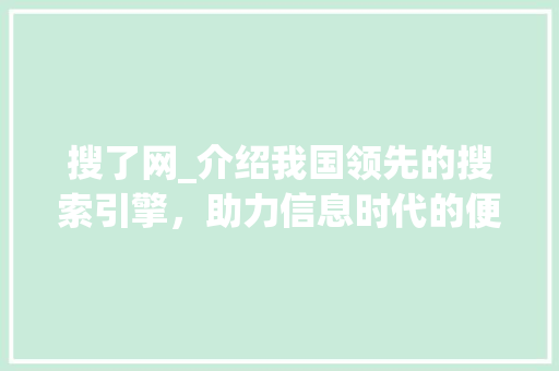搜了网_介绍我国领先的搜索引擎，助力信息时代的便捷生活