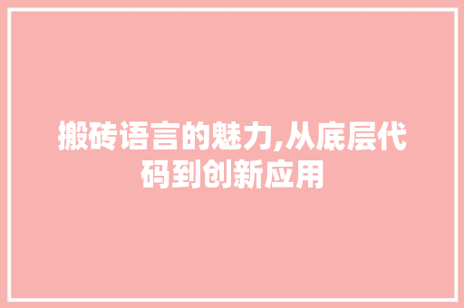 搬砖语言的魅力,从底层代码到创新应用