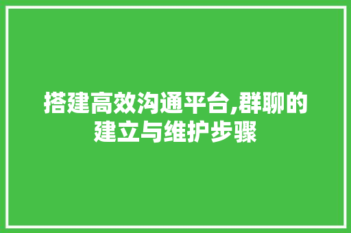搭建高效沟通平台,群聊的建立与维护步骤