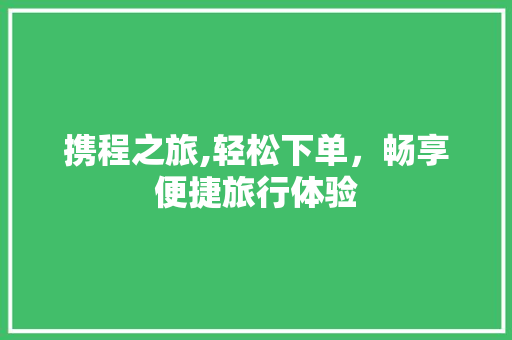 携程之旅,轻松下单，畅享便捷旅行体验 SEO教程