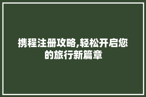 携程注册攻略,轻松开启您的旅行新篇章