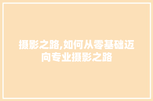 摄影之路,如何从零基础迈向专业摄影之路