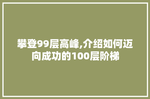 攀登99层高峰,介绍如何迈向成功的100层阶梯