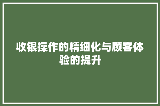 收银操作的精细化与顾客体验的提升