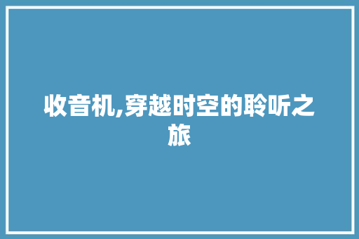 收音机,穿越时空的聆听之旅