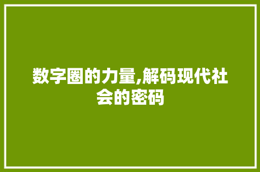 数字圈的力量,解码现代社会的密码 友链在线