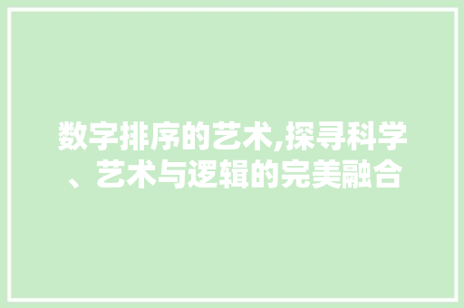 数字排序的艺术,探寻科学、艺术与逻辑的完美融合