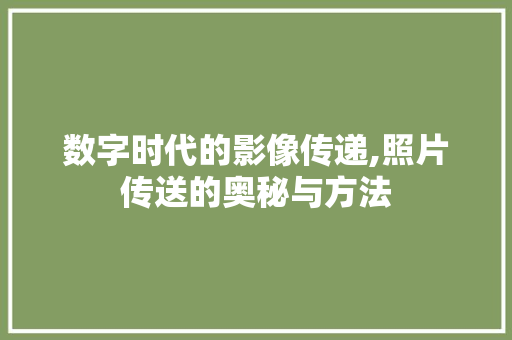 数字时代的影像传递,照片传送的奥秘与方法