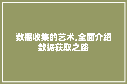 数据收集的艺术,全面介绍数据获取之路