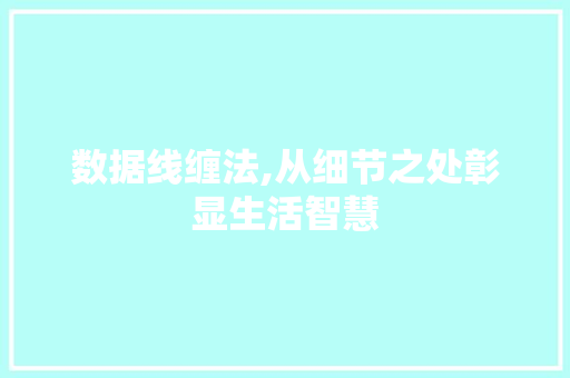 数据线缠法,从细节之处彰显生活智慧
