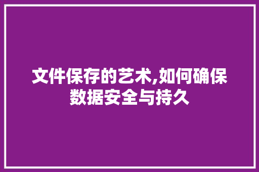 文件保存的艺术,如何确保数据安全与持久