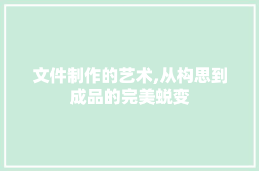 文件制作的艺术,从构思到成品的完美蜕变