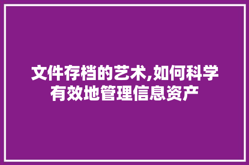 文件存档的艺术,如何科学有效地管理信息资产