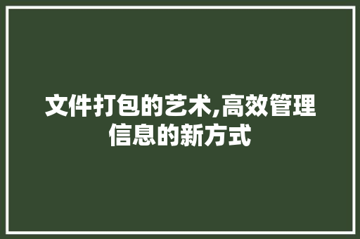 文件打包的艺术,高效管理信息的新方式