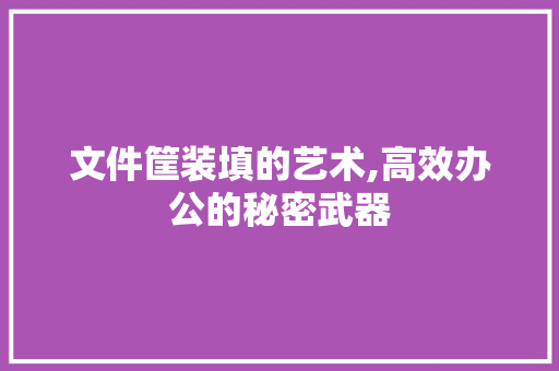 文件筐装填的艺术,高效办公的秘密武器 WordPress教程