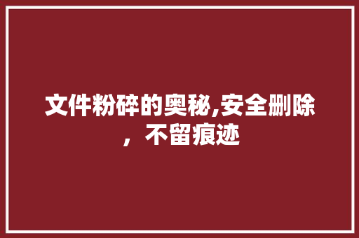 文件粉碎的奥秘,安全删除，不留痕迹