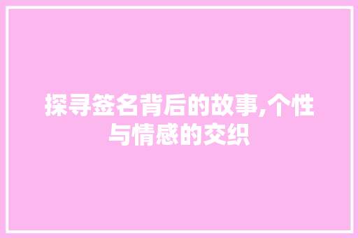 探寻签名背后的故事,个性与情感的交织