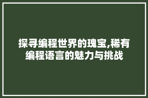 探寻编程世界的瑰宝,稀有编程语言的魅力与挑战