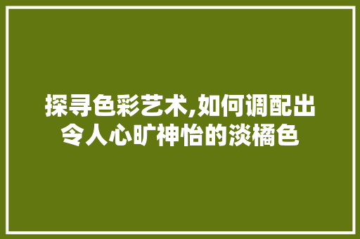 探寻色彩艺术,如何调配出令人心旷神怡的淡橘色 WordPress教程