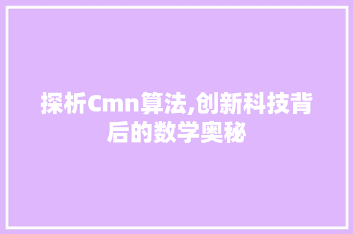 探析Cmn算法,创新科技背后的数学奥秘