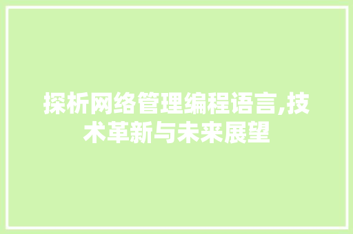 探析网络管理编程语言,技术革新与未来展望