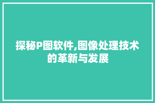 探秘P图软件,图像处理技术的革新与发展