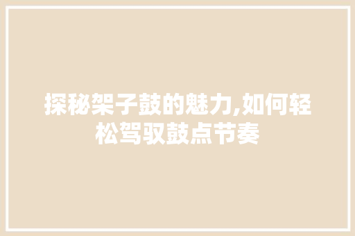 探秘架子鼓的魅力,如何轻松驾驭鼓点节奏